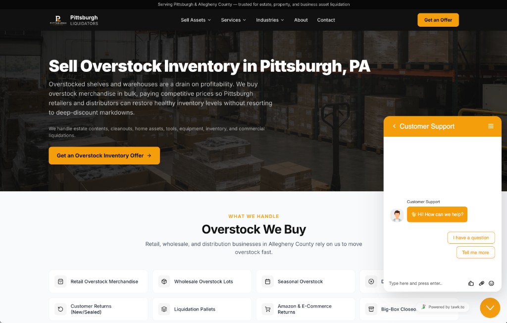 Pittsburgh Liquidators Chat Widget